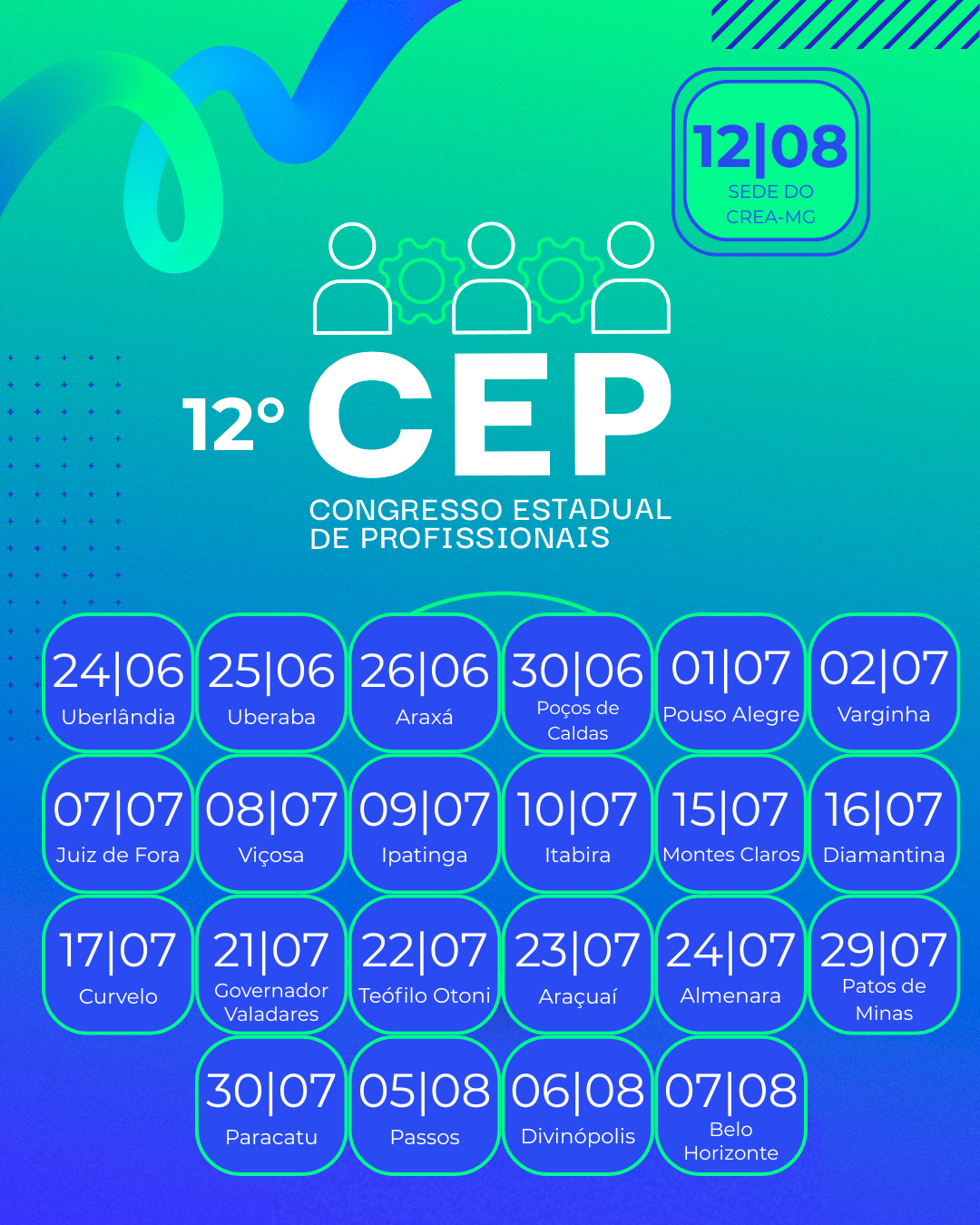 Calendário dos eventos regionais