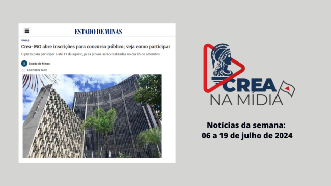 Abertura de novo concurso público do Crea-MG repercute na mídia